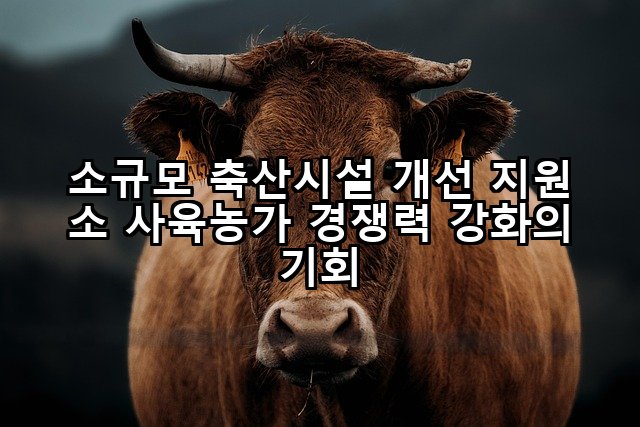 소규모 축산시설 개선 지원 소 사육농가 경쟁력 강화의 기회